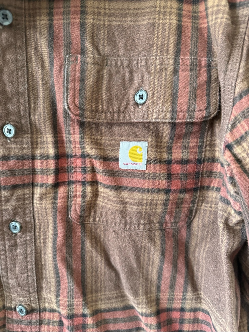 Carhartt Brown Plaid Button-Down Flannel Shirt - Picture 2 of 4